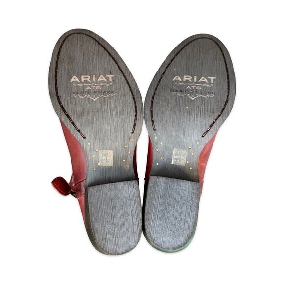 Ariat Billie Retro Red Leather Western Ankle Boots Zip Womens Size 7 B NWOB - Picture 7 of 10